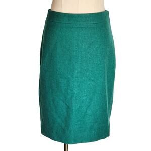 J. Crew Factory The Pencil Skirt Vibrant Green Wool Blend Workwear Womens Size 0